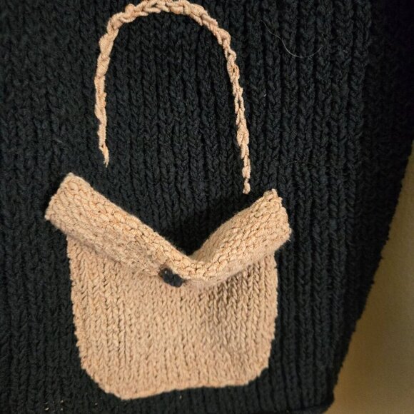 Vintage Norma& Hyla Hand Loomed In USA Unique Design Navy Cardigan Sweater Size - Picture 4 of 8